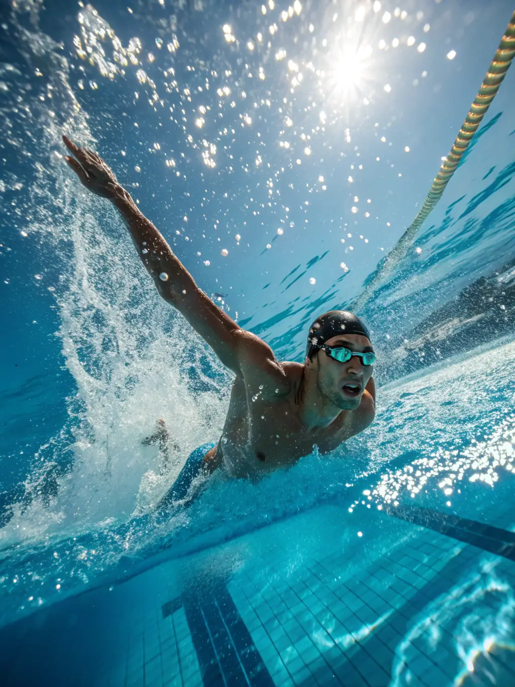 A vibrant photo of athletes competing in a triathlon, specifically the swimming leg, with clear water and determined expressions, promoting the Angoulême Triathlon on July 6, 2026.