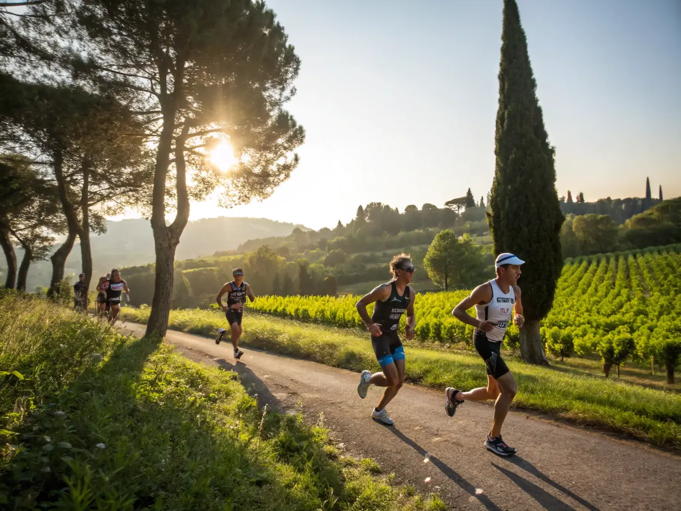 A vibrant image of duathletes transitioning from the running to the cycling stage, showcasing speed and agility, with a focus on the determination in their faces. This image is for the 'Upcoming Events' section of JSA TRIATHLON ET DUATHLON's website.